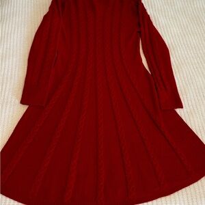 Elegant Red Cable Knit Dress
